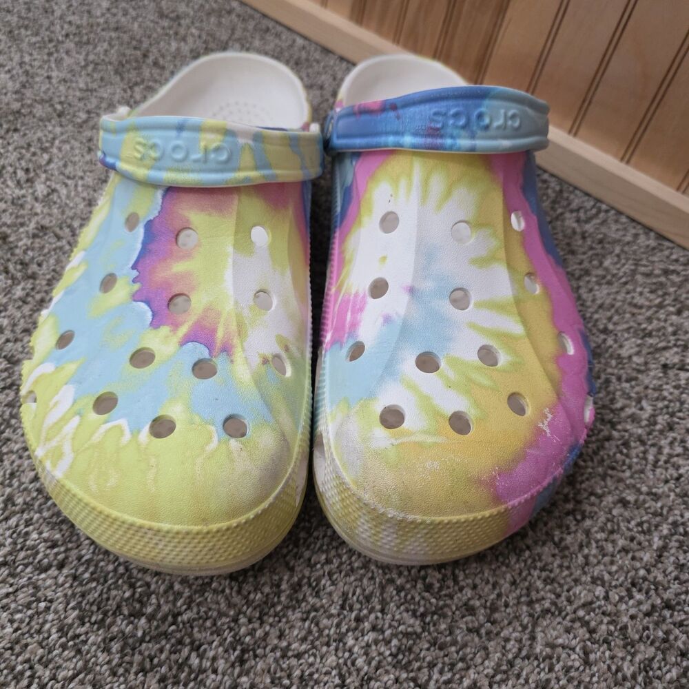 Crocs Clogs Womens 14 Mens 13 Tie Dye Pastel Rainbow Slip On Shoes  Comfort